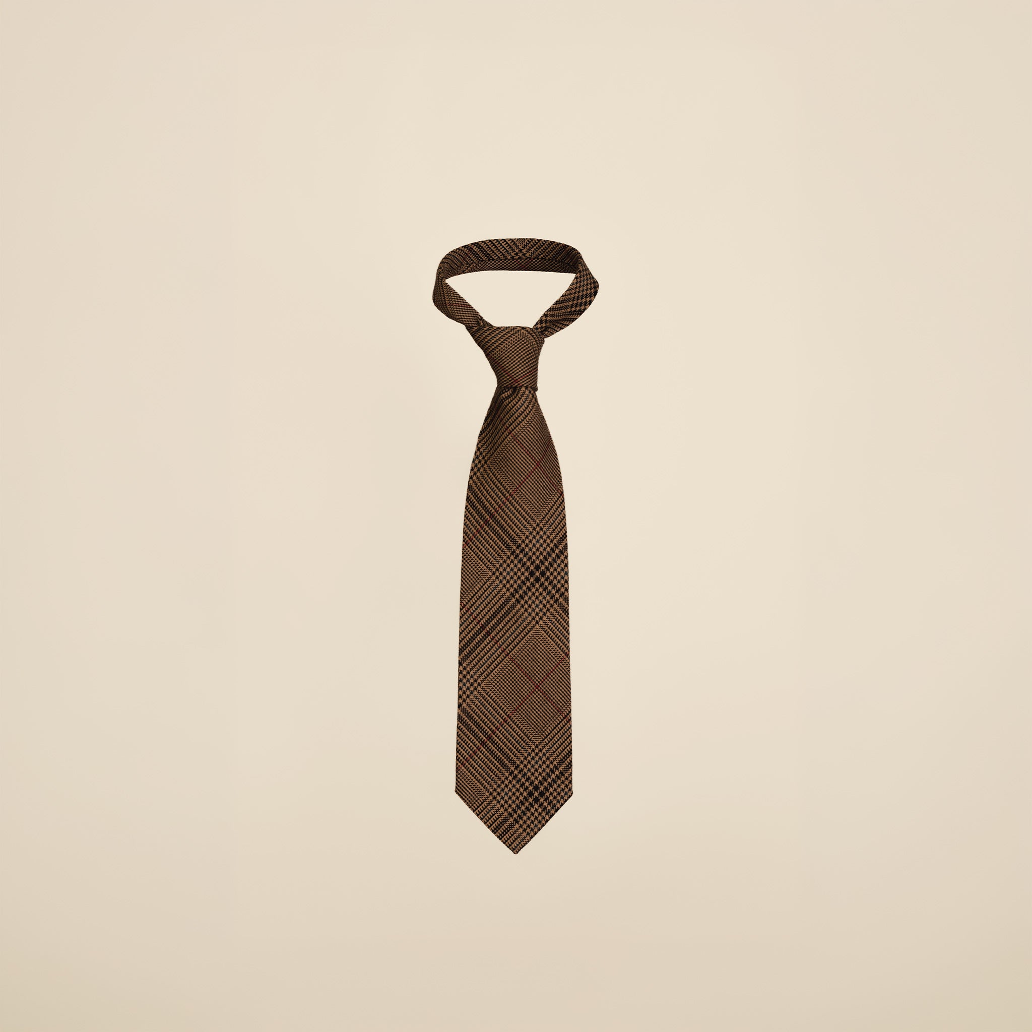 Genderless Wool blend tie in Checks with orange line | LR3