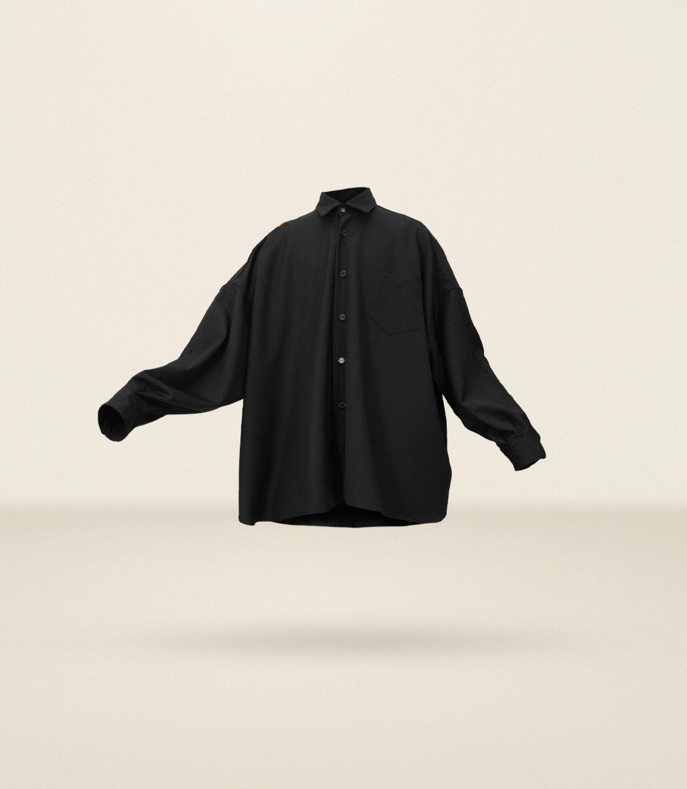 One size shirt in wool blend in black and orange line | LR3