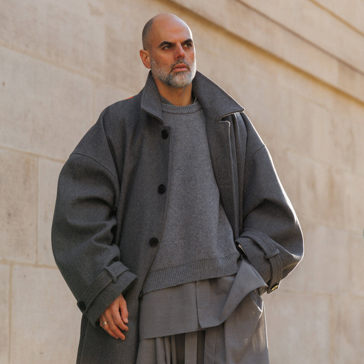 Coat - Cashmere and Silk - Gray